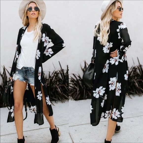 SHILO-Boho Floral Print Kimono Cardigan - Picture 2 of 6